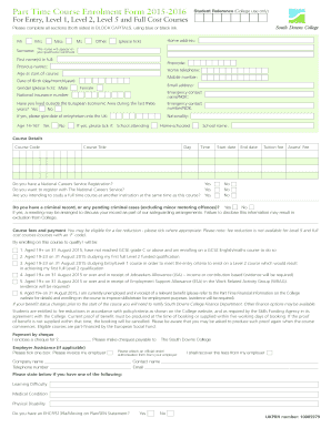 Part Time Course Enrolment Form