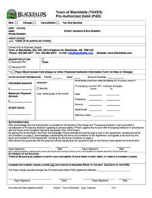 Pre-Authorized Debit Agreement for Taxes