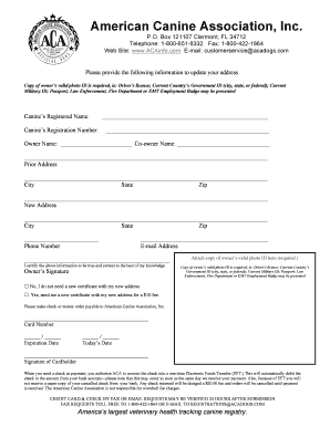 American Canine Association Address Update Form