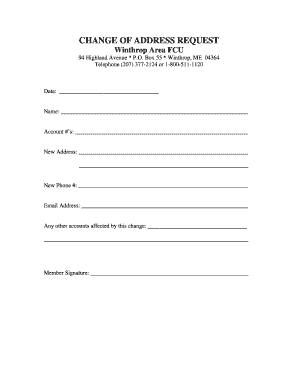 Change of Address Request Form