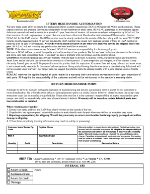 Return Merchandise Authorization Form