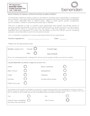 Equal Opportunities Employment Monitoring Form