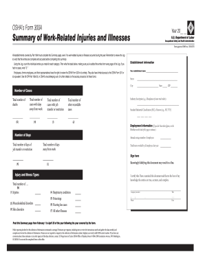 OSHA Form 300A Summary of Work-Related Injuries and Illnesses