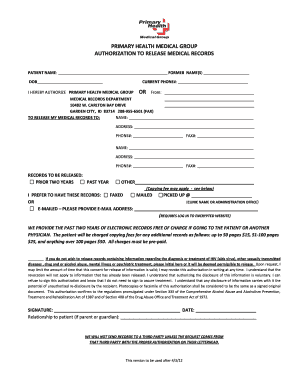 Authorization to Release Medical Records