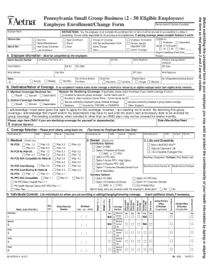 Pennsylvania Small Group Business Employee Enrollment Form