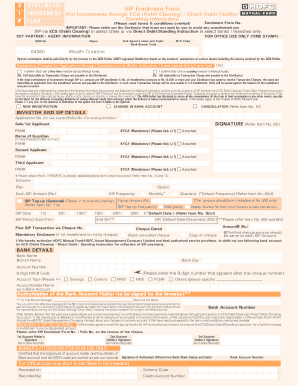 HDFC Mutual Fund SIP Enrolment Form