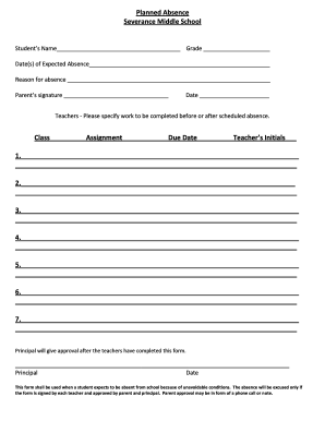 Student Planned Absence Form