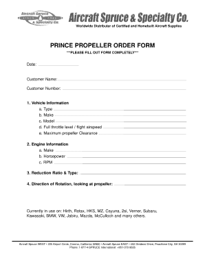 Prince Propeller Order Form