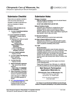 Chiropractic Application for Network Participation