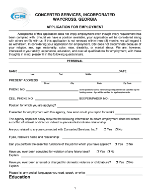 Concerted Services Employment Application