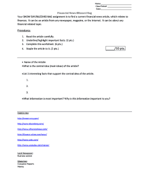 Financial News Blizzard Bag Assignment