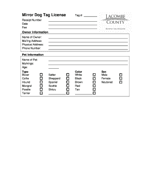 Dog Tag License Application
