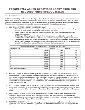 Free and Reduced Price School Meals Application