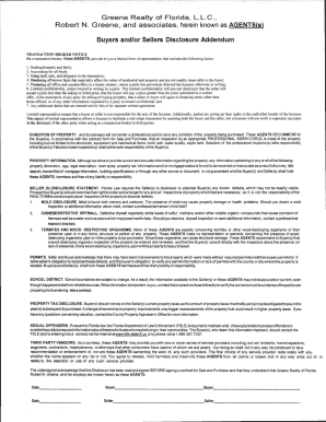 Florida Buyers and Sellers Disclosure Addendum