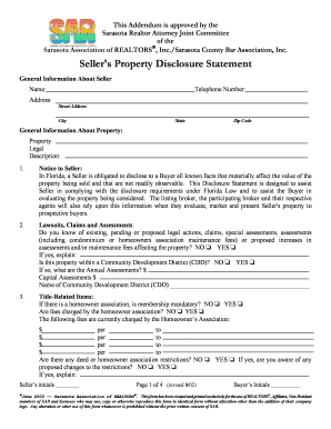 Florida Seller's Property Disclosure Statement