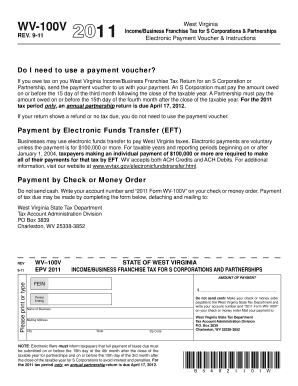 West Virginia Income Franchise Tax Payment Voucher