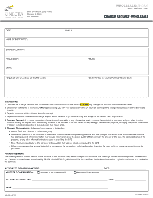 Wholesale Lending Change Request Form