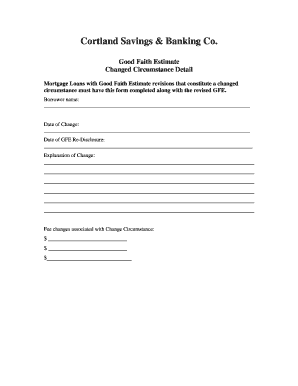 Mortgage Loan Changed Circumstance Form