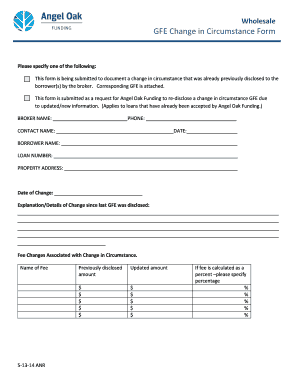 GFE Change in Circumstance Form