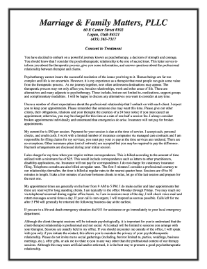Consent to Psychotherapy Treatment