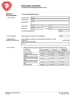 Professional Liability Application Form