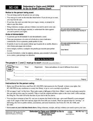 California Defendant’s Claim and Court Order