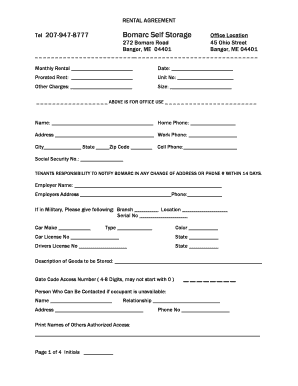 Bomarc Self Storage Rental Agreement