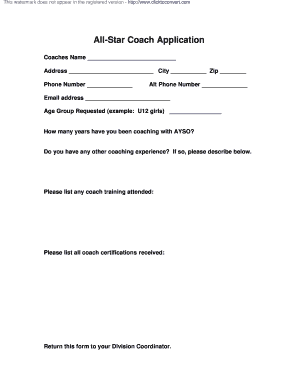 All-Star Coach Application Form