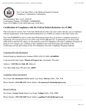 New York Medicaid Compliance Certification