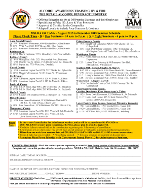 Alcohol Awareness Training Registration Form