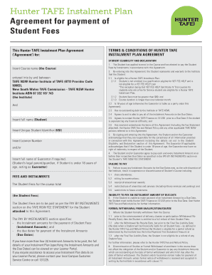 Hunter TAFE Instalment Plan Agreement