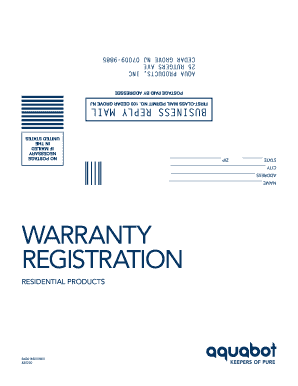 Aqua Products Warranty Registration Form