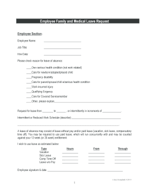 Family and Medical Leave Request Form
