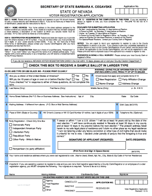 Nevada Voter Registration Application
