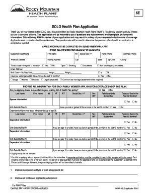 SOLO Health Plan Application