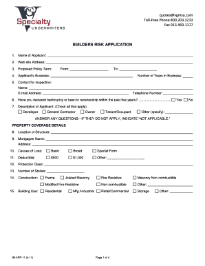 Builders Risk Application Form