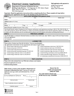 Oregon Electrical License Application