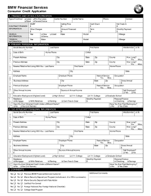 BMW Financial Services Consumer Credit Application