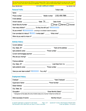 Residential Lease Application Form
