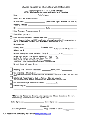 Change Request for MLS Listing