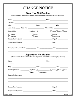 New Hire and Separation Notification Forms