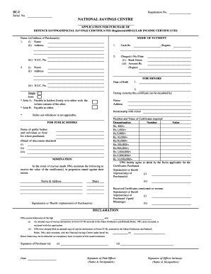 Pakistan Defence Savings Certificate Application