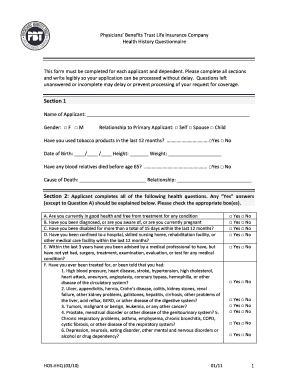 Health History Questionnaire