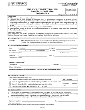 HKU SPACE Community College Application Form