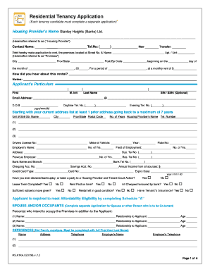 Residential Tenancy Application