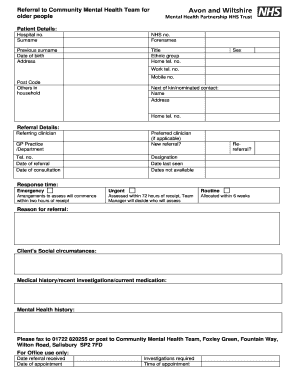 Referral to Community Mental Health Team for Older People