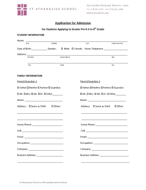 Application for Admission