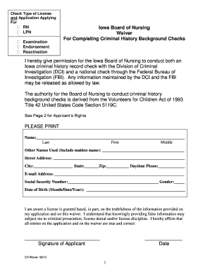 Iowa Nursing License Criminal History Waiver