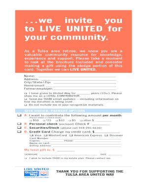 Tulsa Area United Way Retiree Donation Form