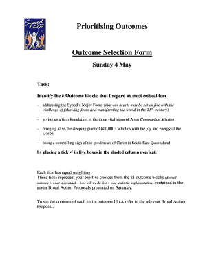Outcome Selection Form